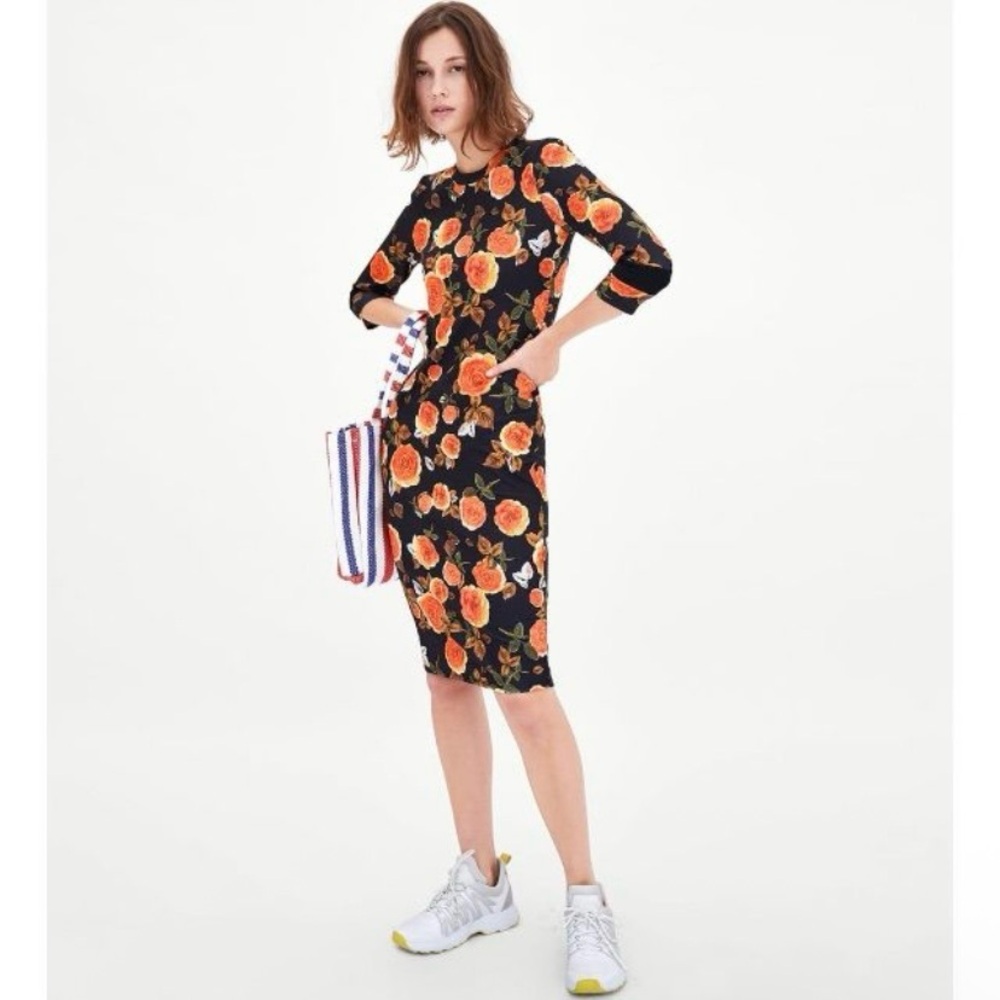 Zara Trafaluc Floral Midi Dress